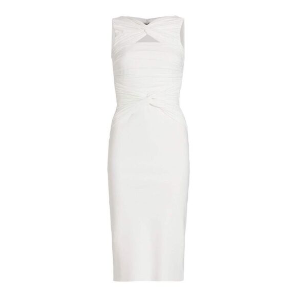 Chiara boni La Petite Robe Audrine White Ruched Cutout Bodycon Dress Size 12 NWT - Picture 3 of 10